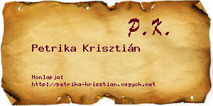 Petrika Krisztián névjegykártya